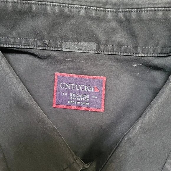 UnTuckit Men's Black Performance Button Up Long Sleeve Shirt Sz XXL - Picture 2 of 5